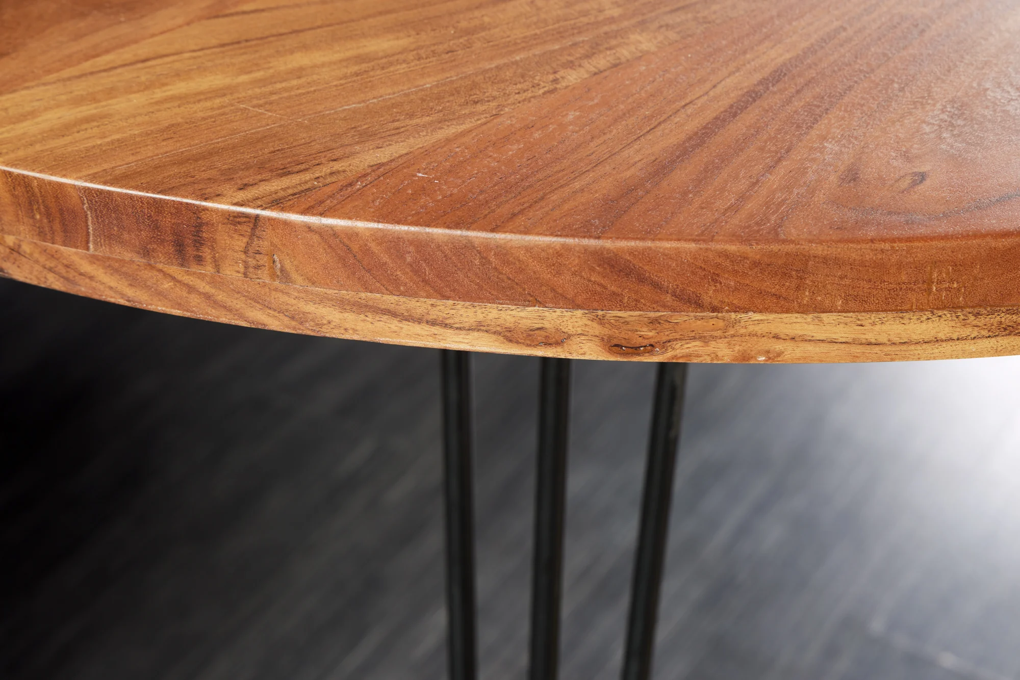 Solid Acacia Wood Round Dining Table 120 cm – Scorpion Hairpin Legs - Image 3