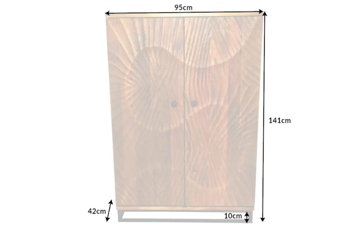Solid Mango Wood Bar Cabinet 141 cm with 3D Carved Front in Natural Brown – Scorpion - Image 13