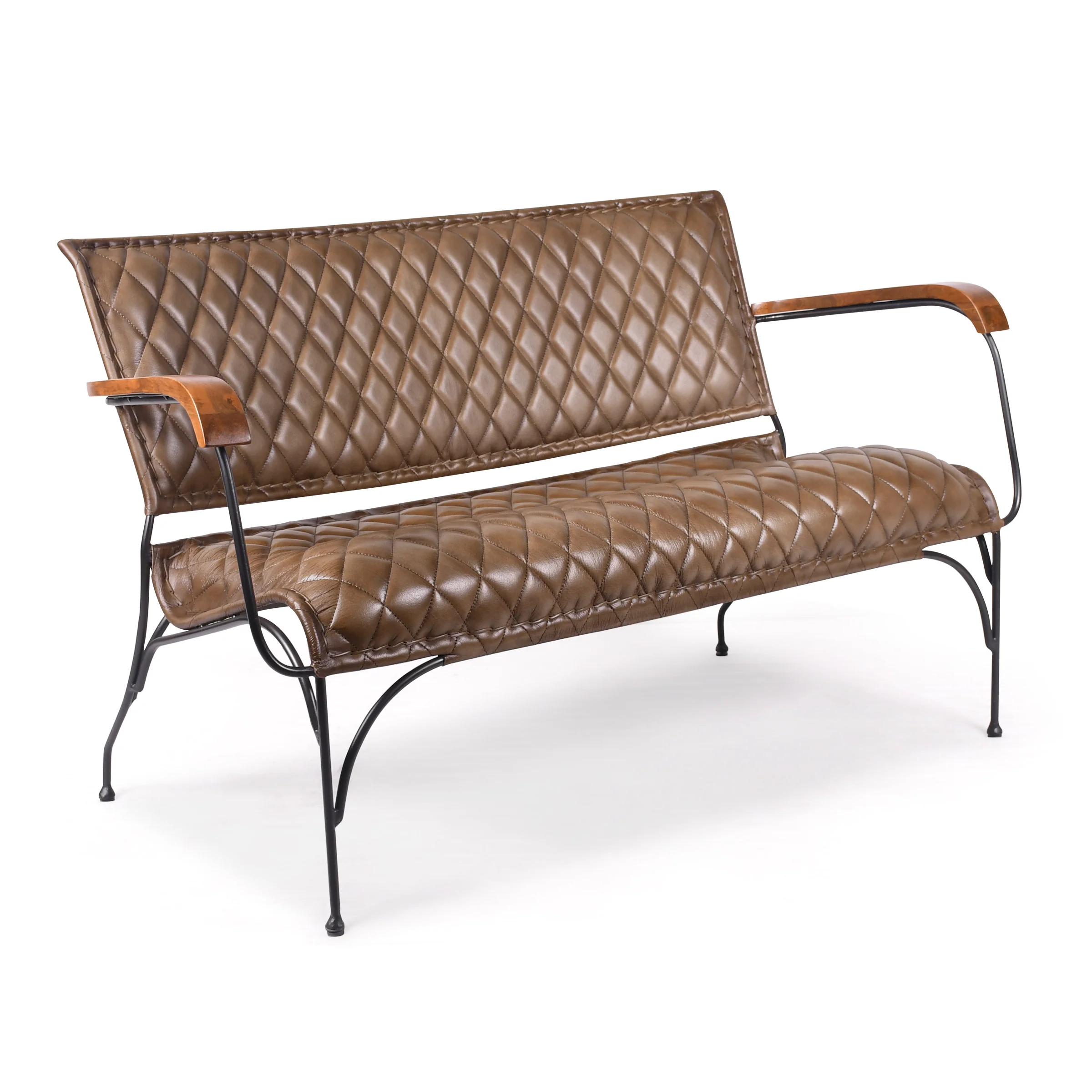Genuine Leather Bench 128 cm – Soho Vintage Brown - Image 3