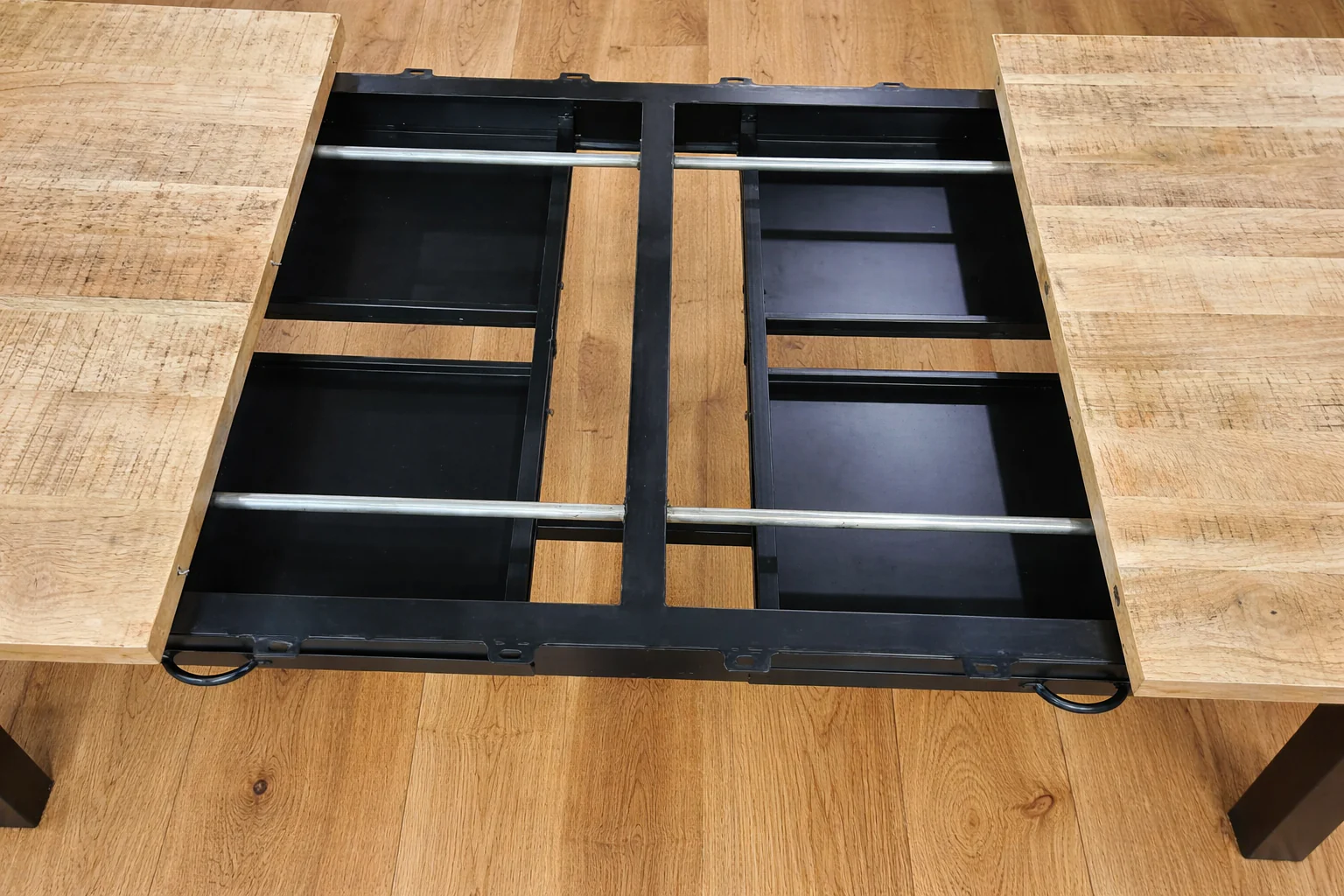 Extendable Dining Table with Drawers in Solid Mango Wood 200-280 cm – Metal Frame – Mason - Image 5
