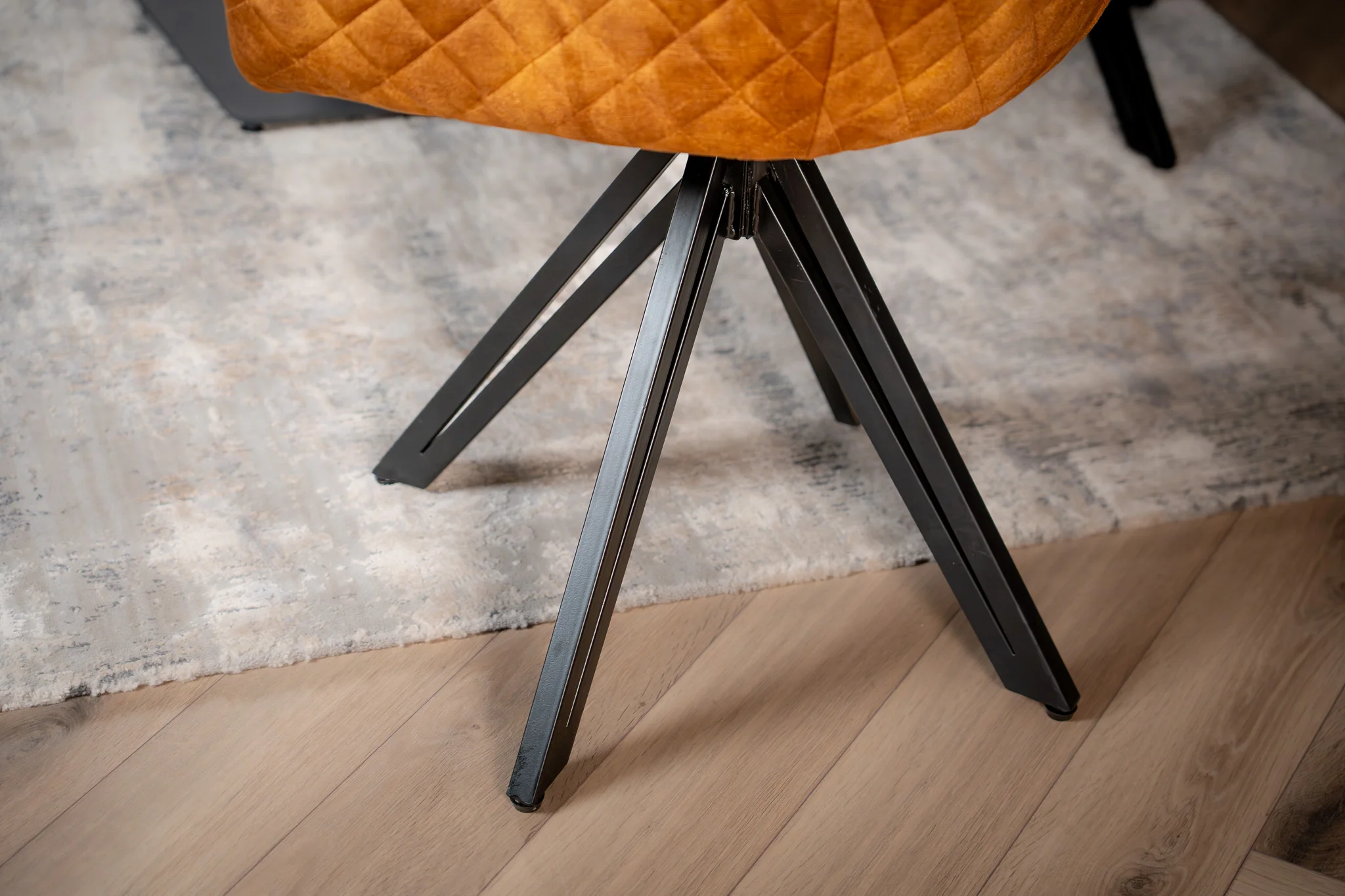 Velvet Swivel Dining Chair Mustard Yellow with Black Legs – Terra - Image 4
