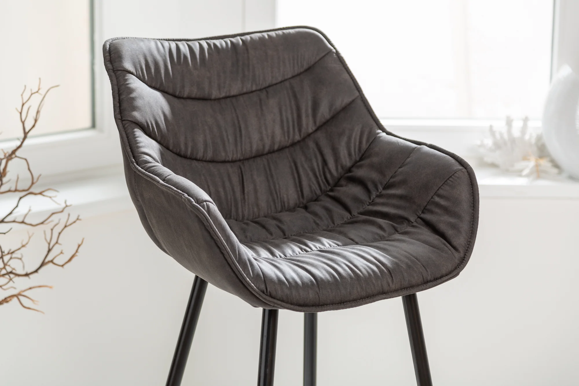 Retro Bar Stool Antique Grey with Footrest – Dutch - Image 4