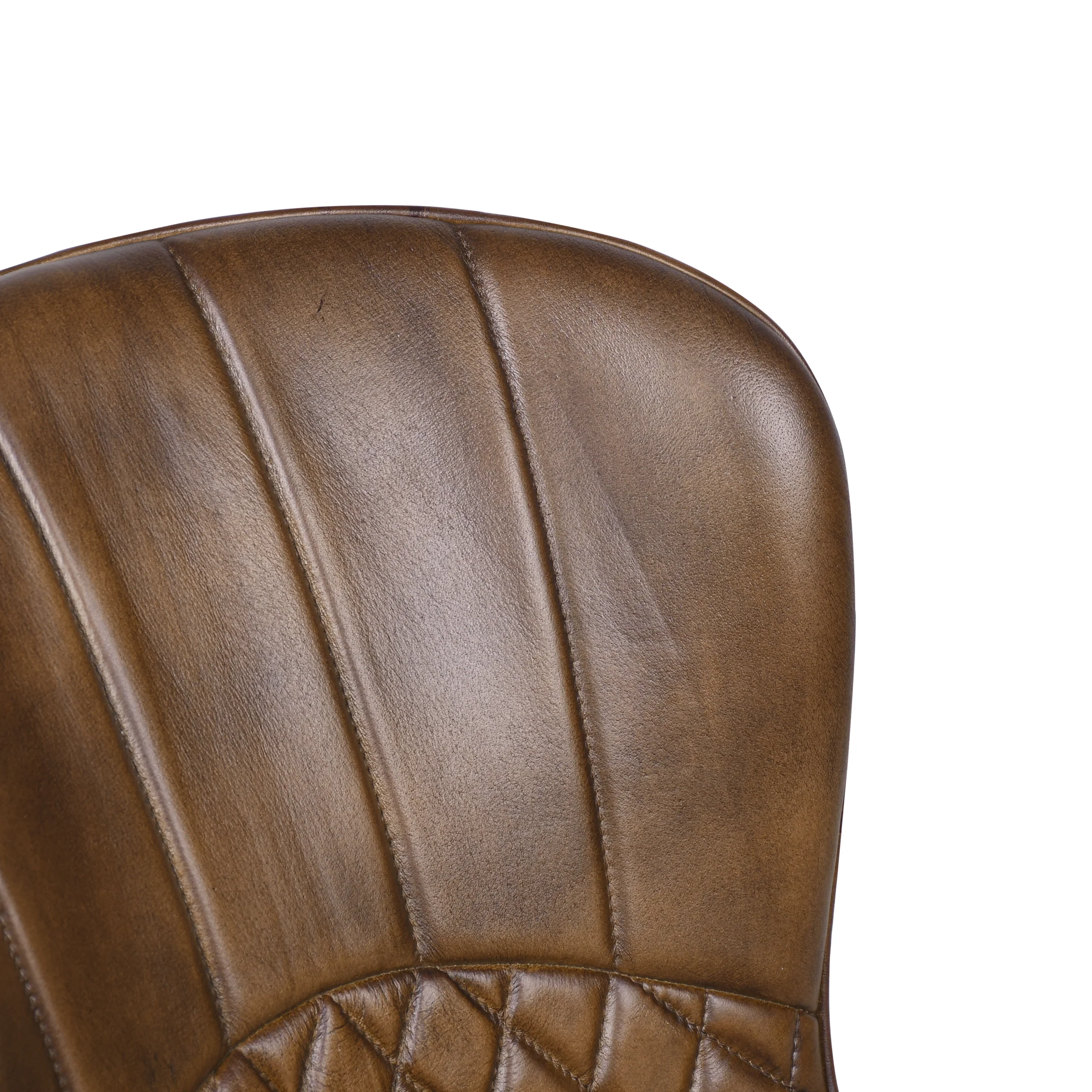 Genuine Leather Dining Chair Antique Brown with Black Legs – Valencia Curve - Image 7