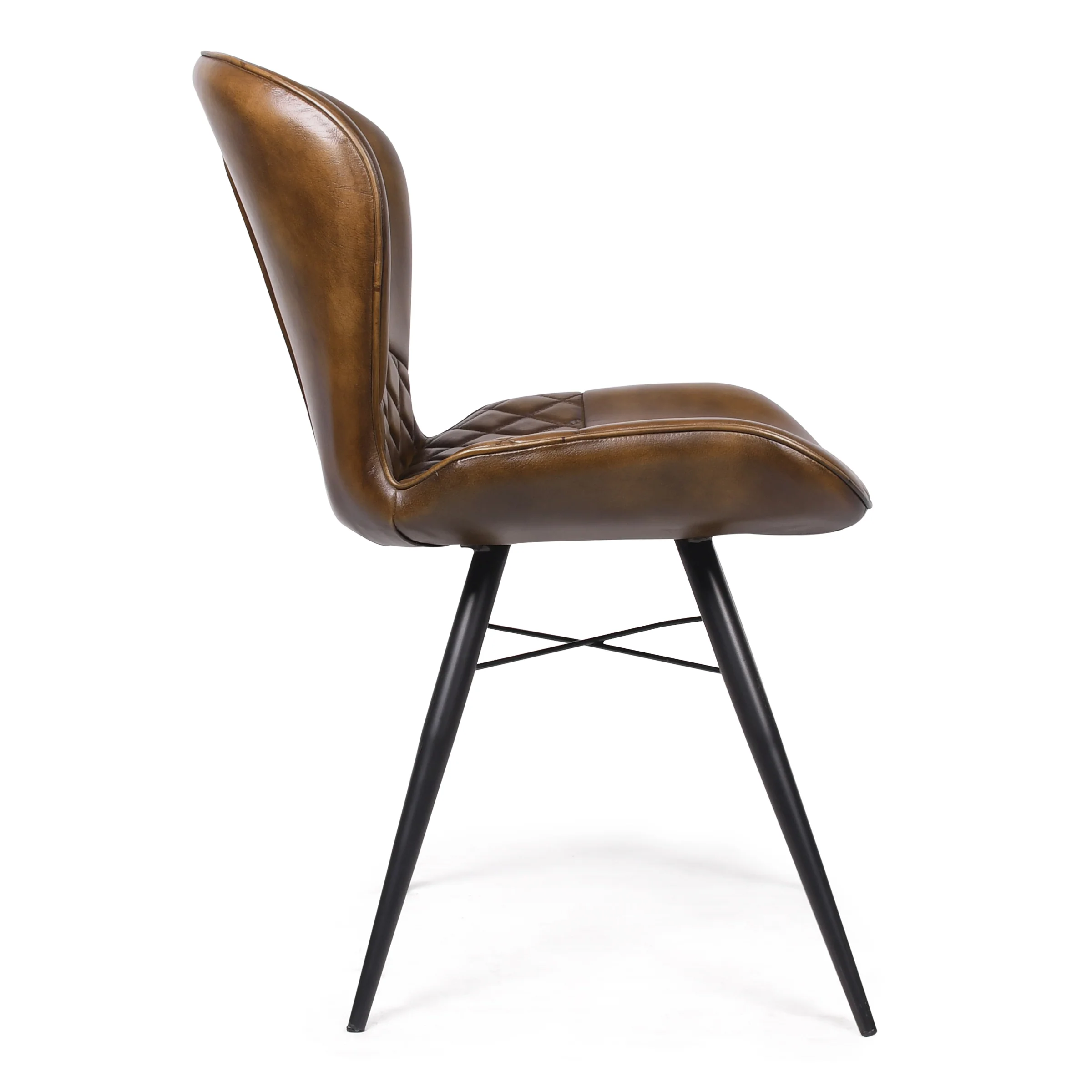 Genuine Leather Dining Chair Antique Brown with Black Legs – Valencia Curve - Image 8