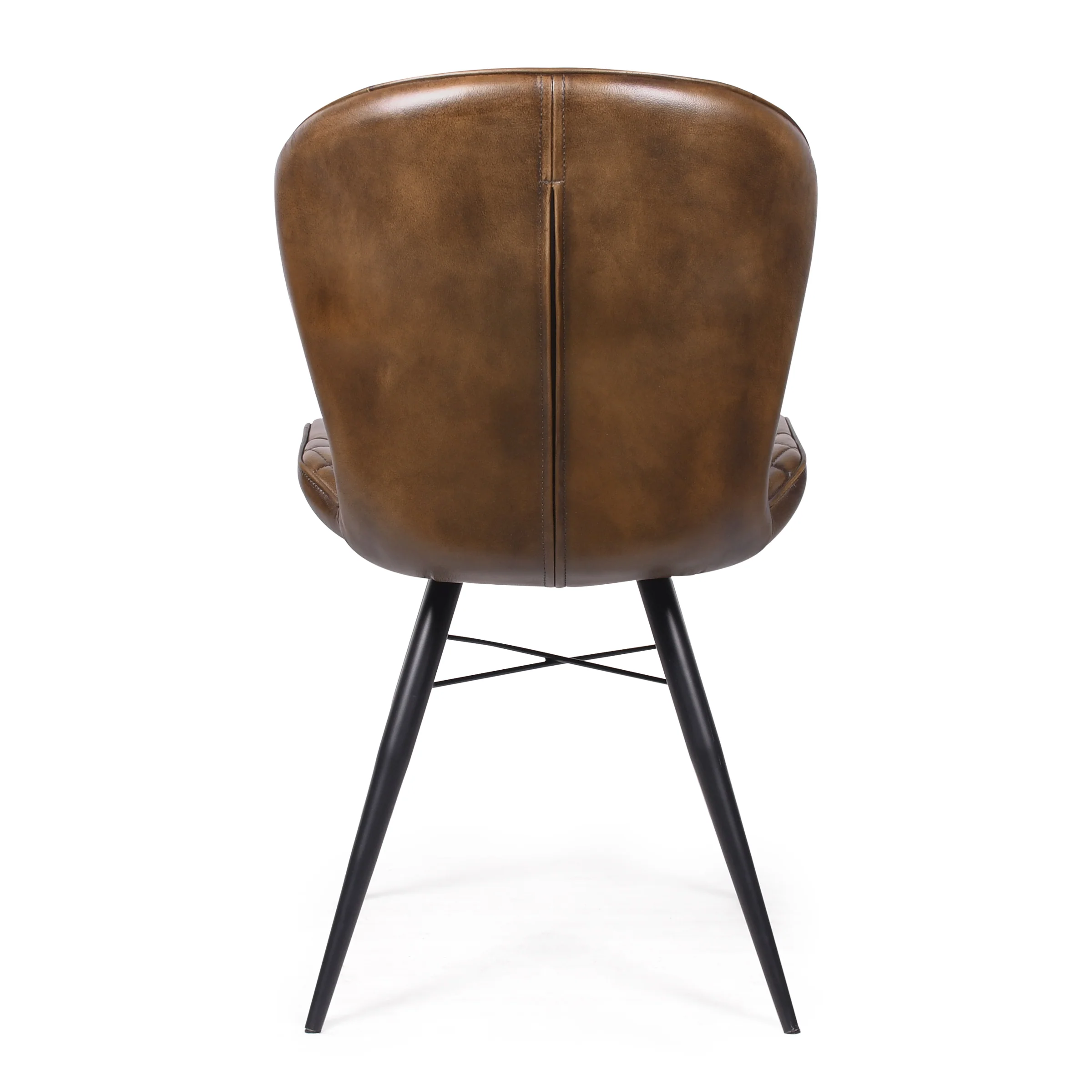 Genuine Leather Dining Chair Antique Brown with Black Legs – Valencia Curve - Image 9