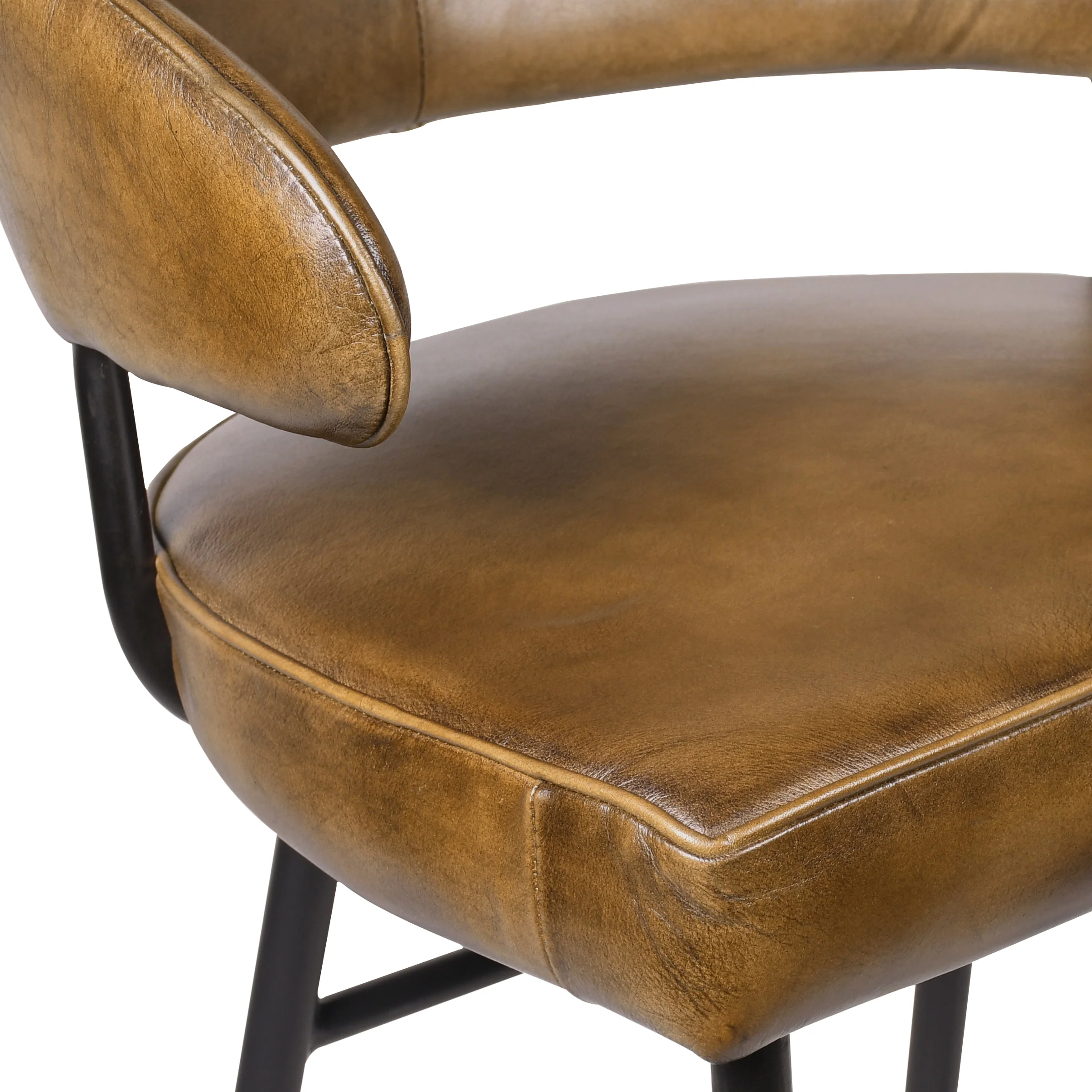 Genuine Leather Bar Stool Vintage Brown with Black Legs – Vienna - Image 6
