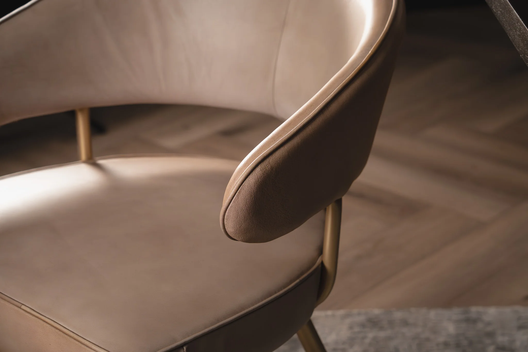 Genuine Leather Dining Chair Beige with Gold Legs – Vienna - Image 6