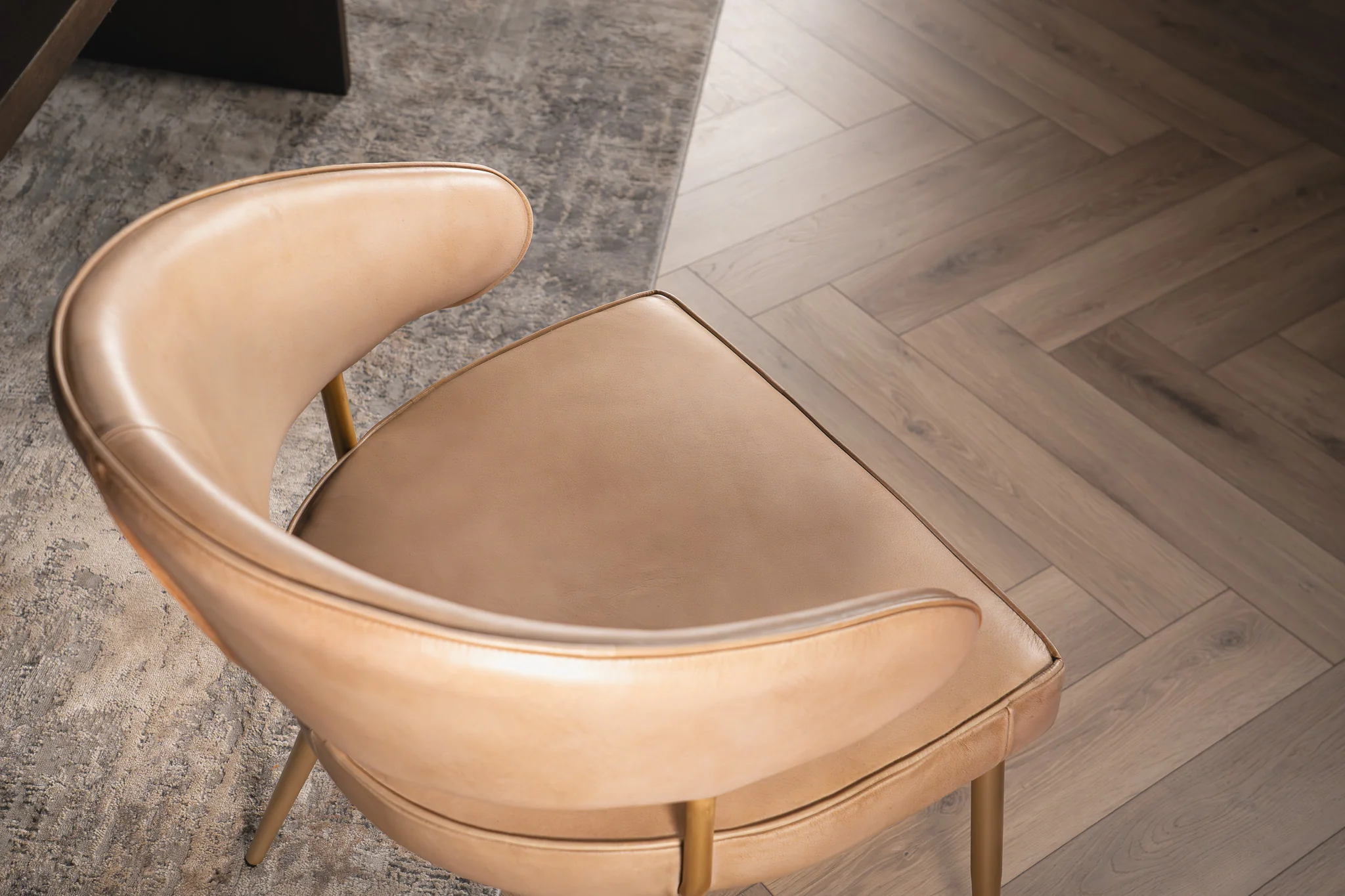 Genuine Leather Dining Chair Beige with Gold Legs – Vienna - Image 7