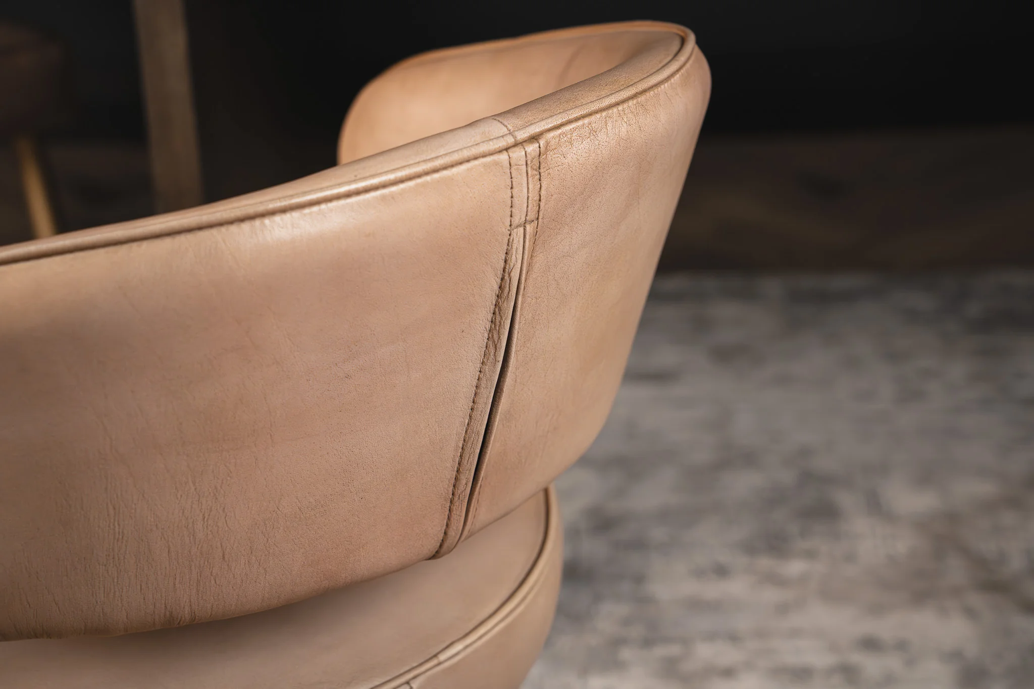 Genuine Leather Dining Chair Beige with Gold Legs – Vienna - Image 9
