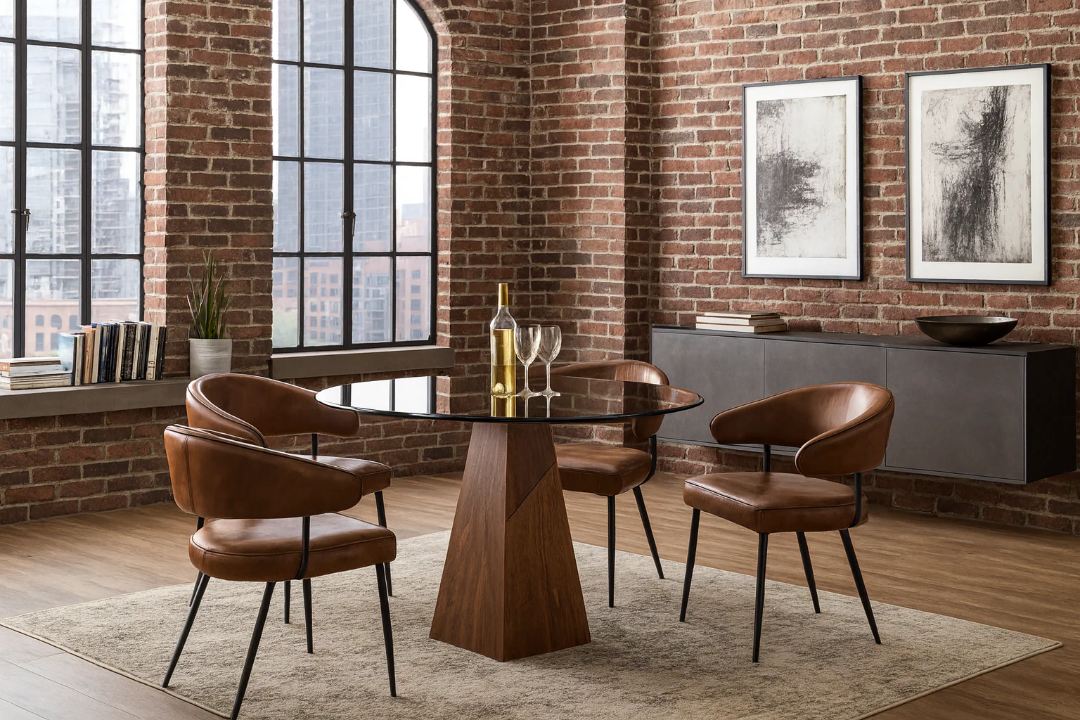 Genuine Leather Dining Chair Antique Brown with Black Legs – Vienna