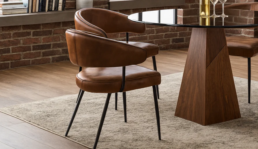 Genuine Leather Dining Chair Antique Brown with Black Legs – Vienna - Image 2