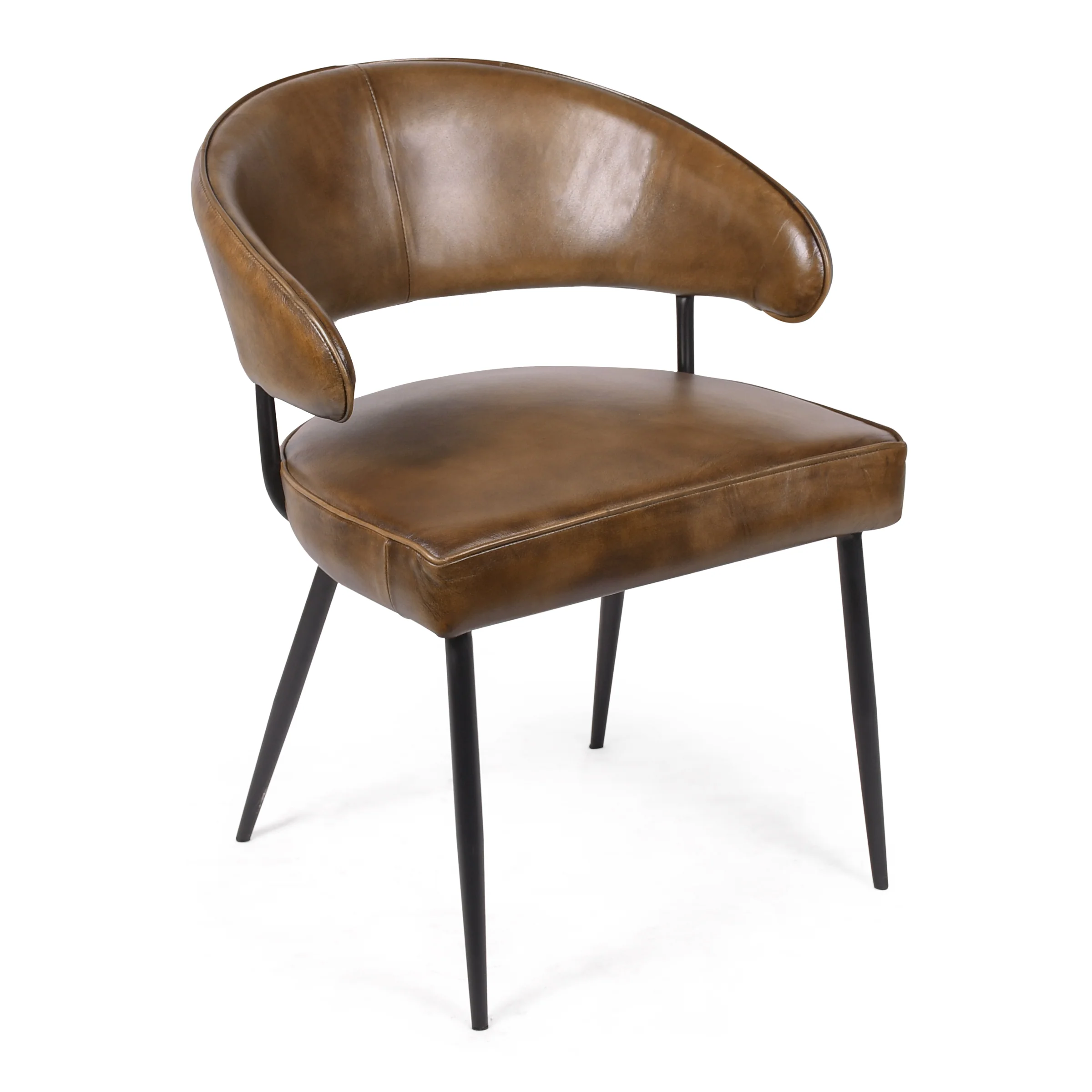 Genuine Leather Dining Chair Antique Brown with Black Legs – Vienna - Image 4