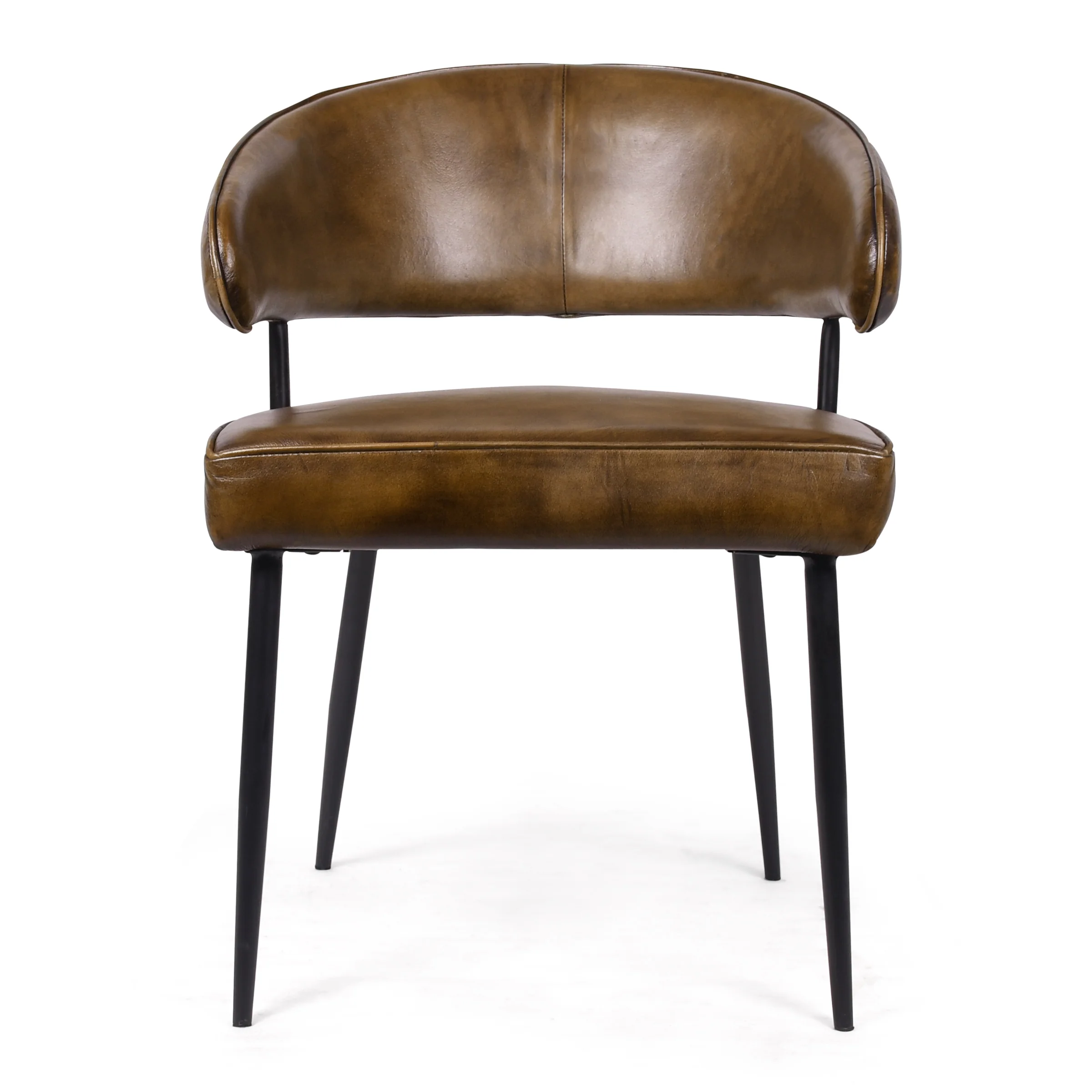 Genuine Leather Dining Chair Antique Brown with Black Legs – Vienna - Image 5