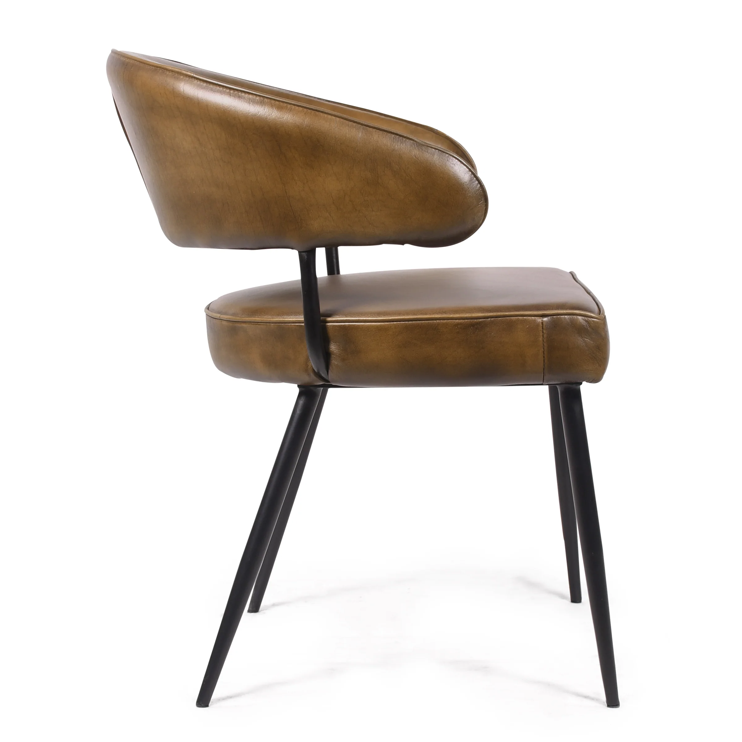 Genuine Leather Dining Chair Antique Brown with Black Legs – Vienna - Image 6