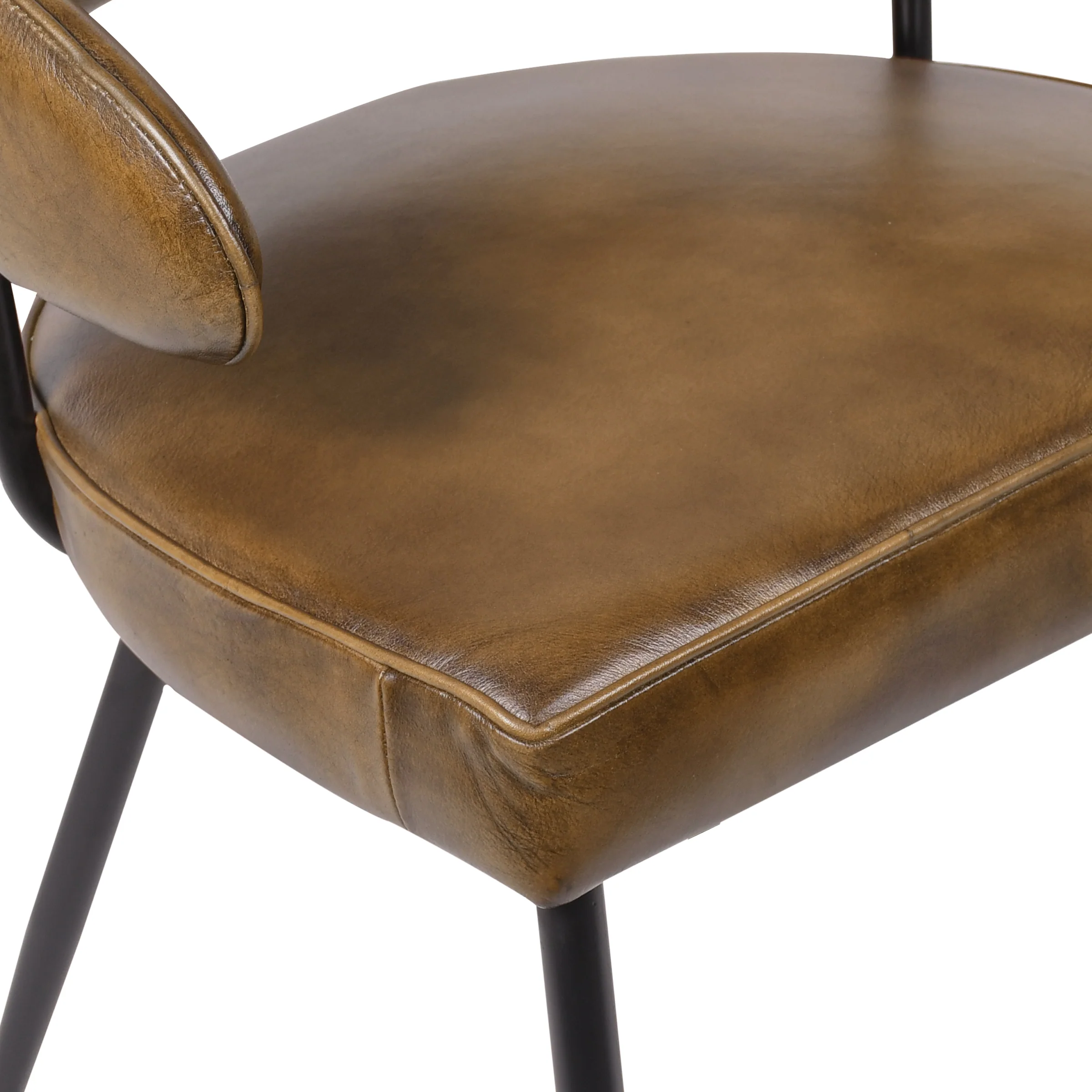 Genuine Leather Dining Chair Antique Brown with Black Legs – Vienna - Image 7