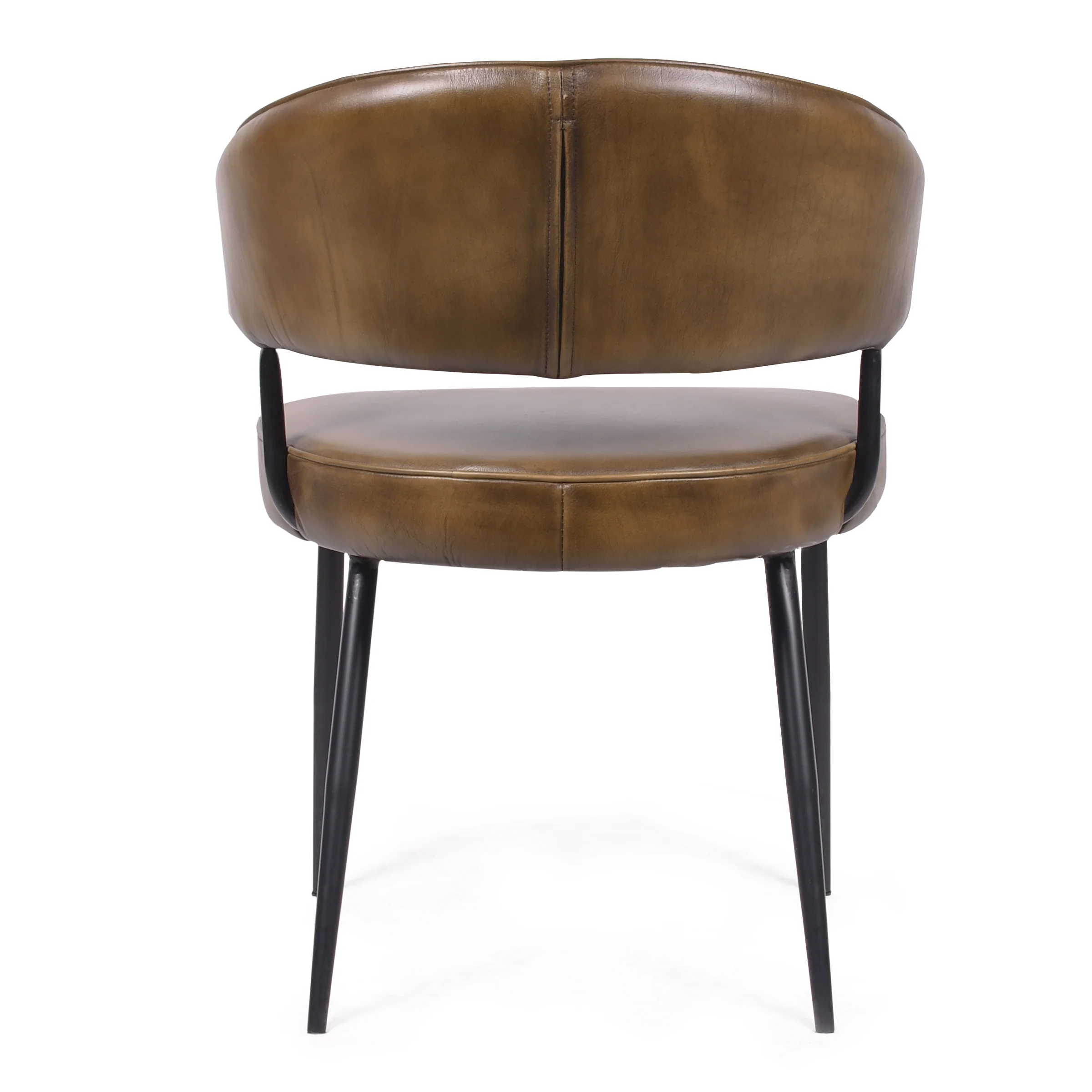 Genuine Leather Dining Chair Antique Brown with Black Legs – Vienna - Image 8