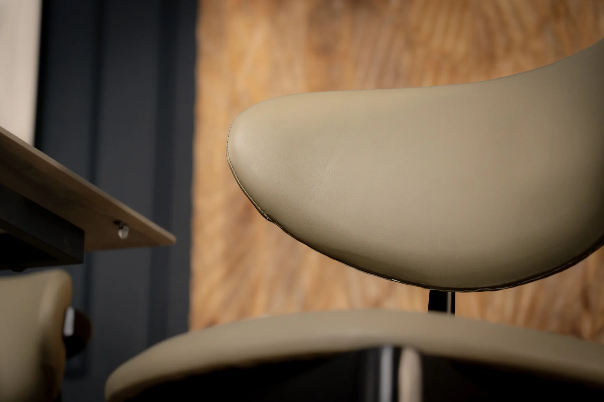 Faux Leather Dining Chair Khaki with Black Legs – Vita - Image 7