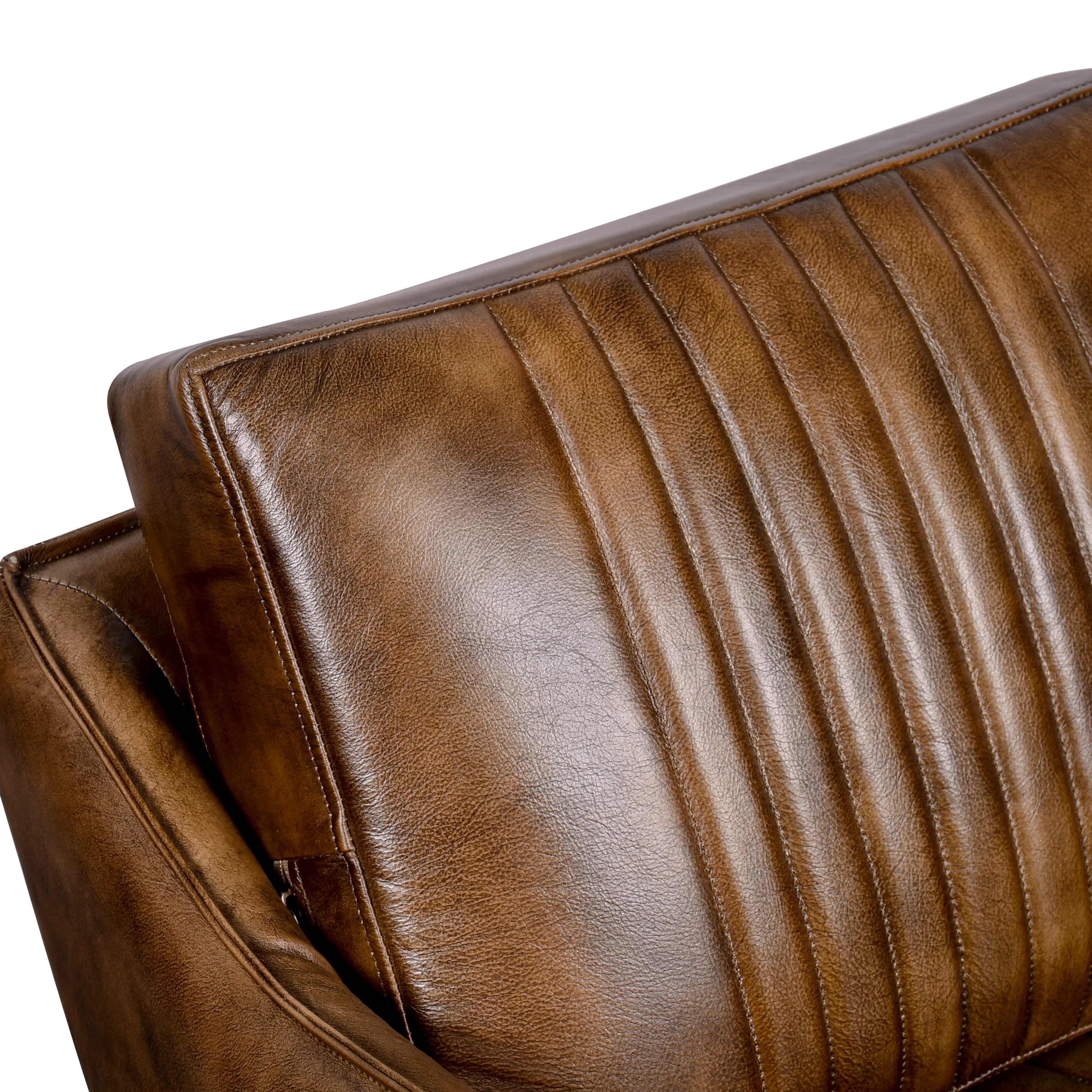Genuine Leather Armchair Antique Brown with Wooden Legs – William - Image 5