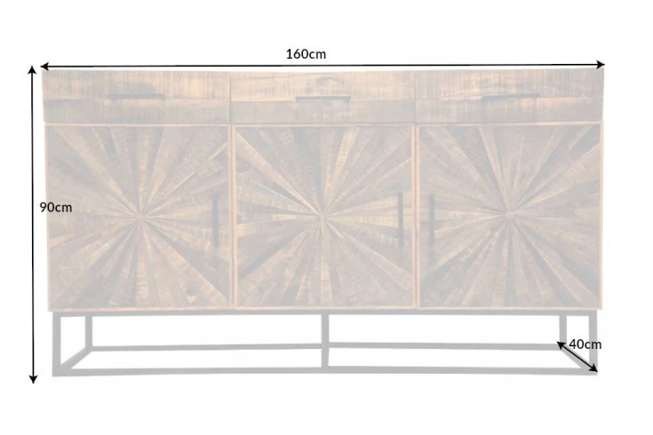 Solid Mango Wood Sideboard with Mosaic Front 160 cm – Artisan - Image 6